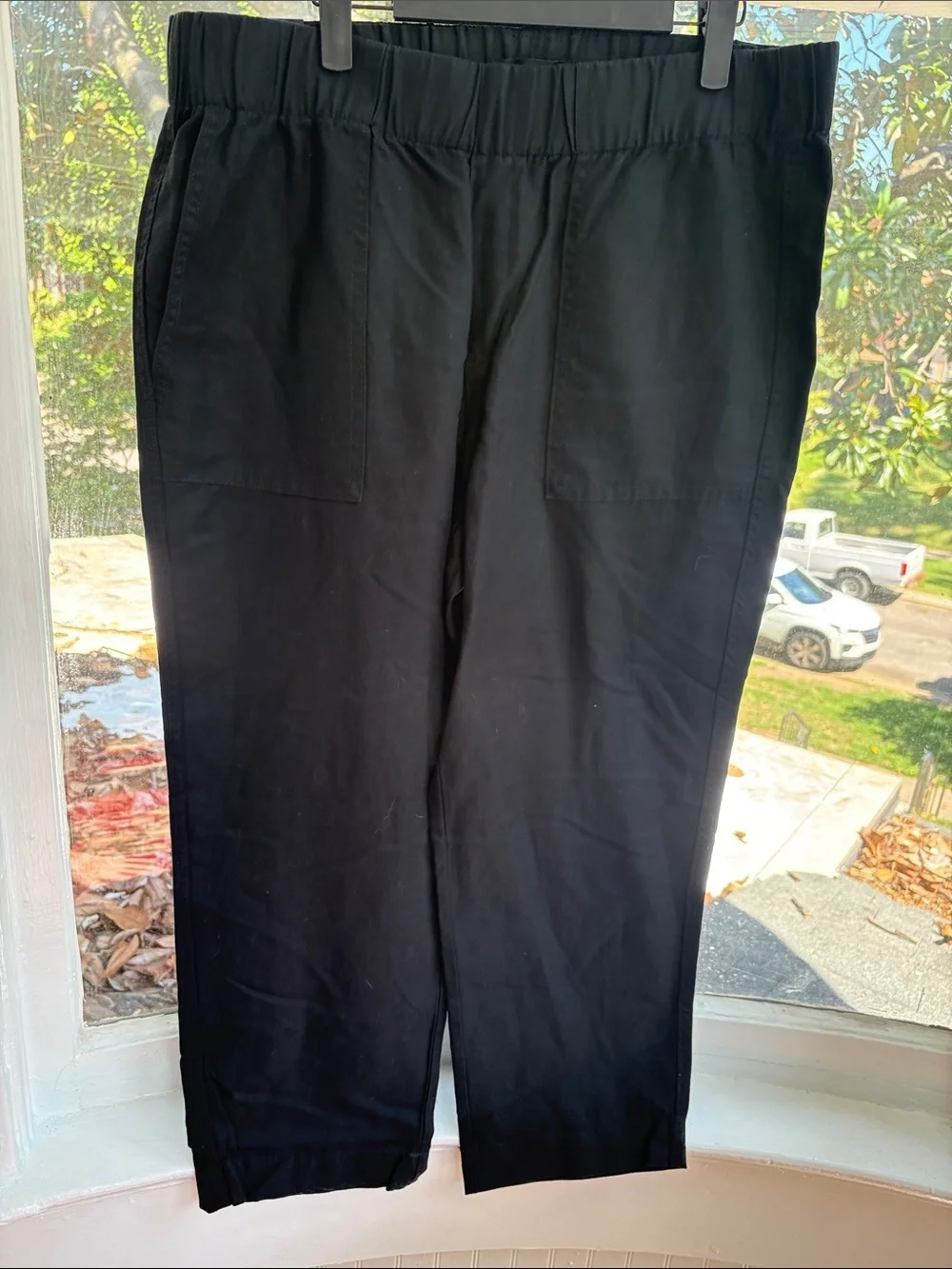Banana Republic Black Cropped Elastic-Waist Pants-Size Large